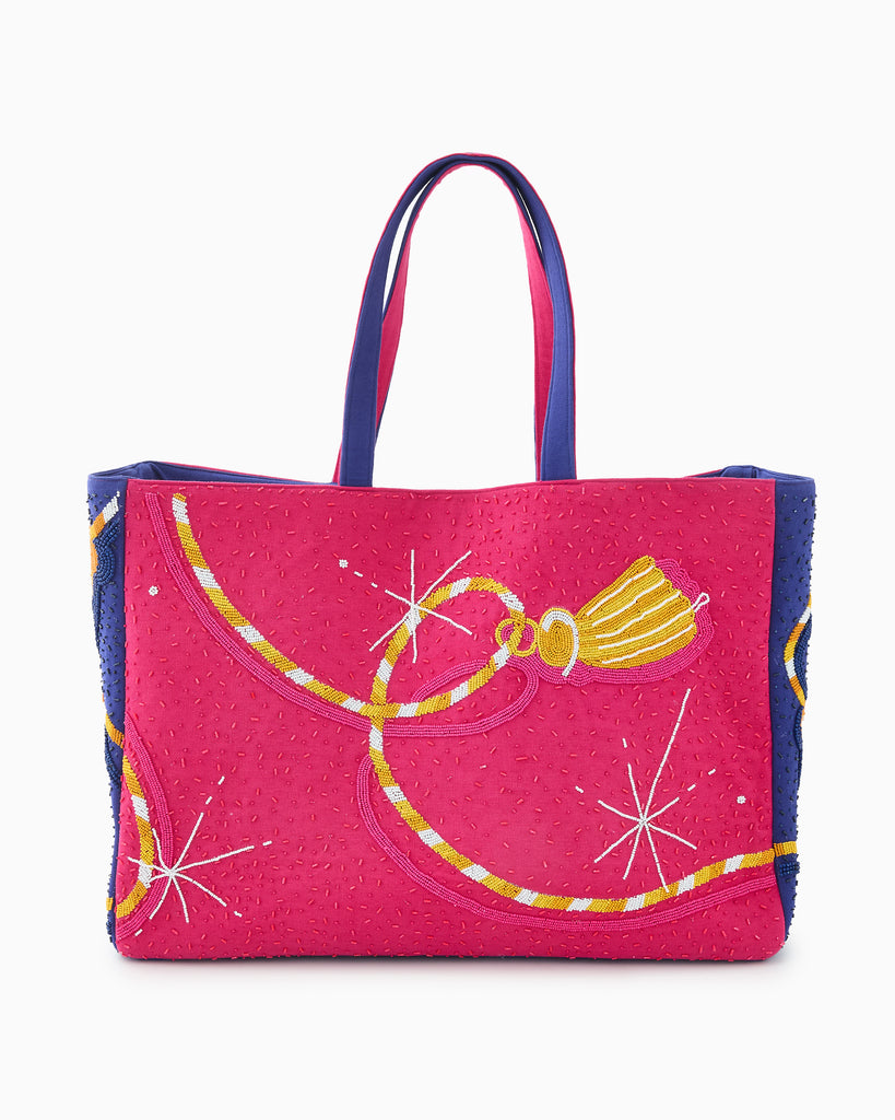 Glitterville x Oh My Mahjong! Beaded Dragon Tote