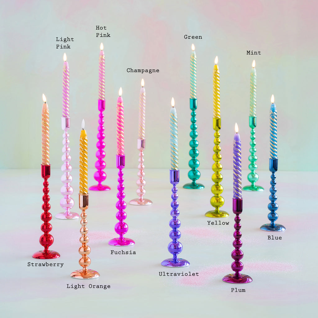 Rainbow Reflective Finial Taper Candle Holder