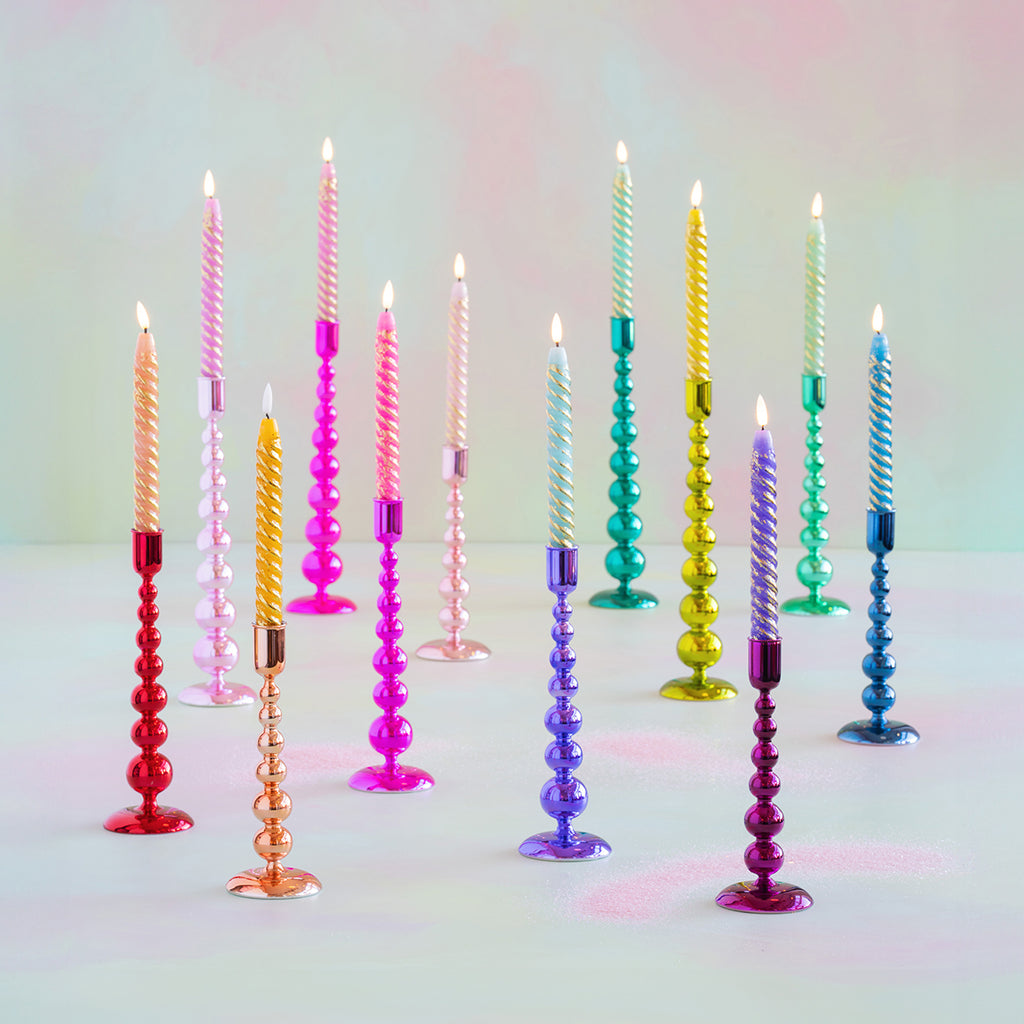 Rainbow Reflective Finial Taper Candle Holder