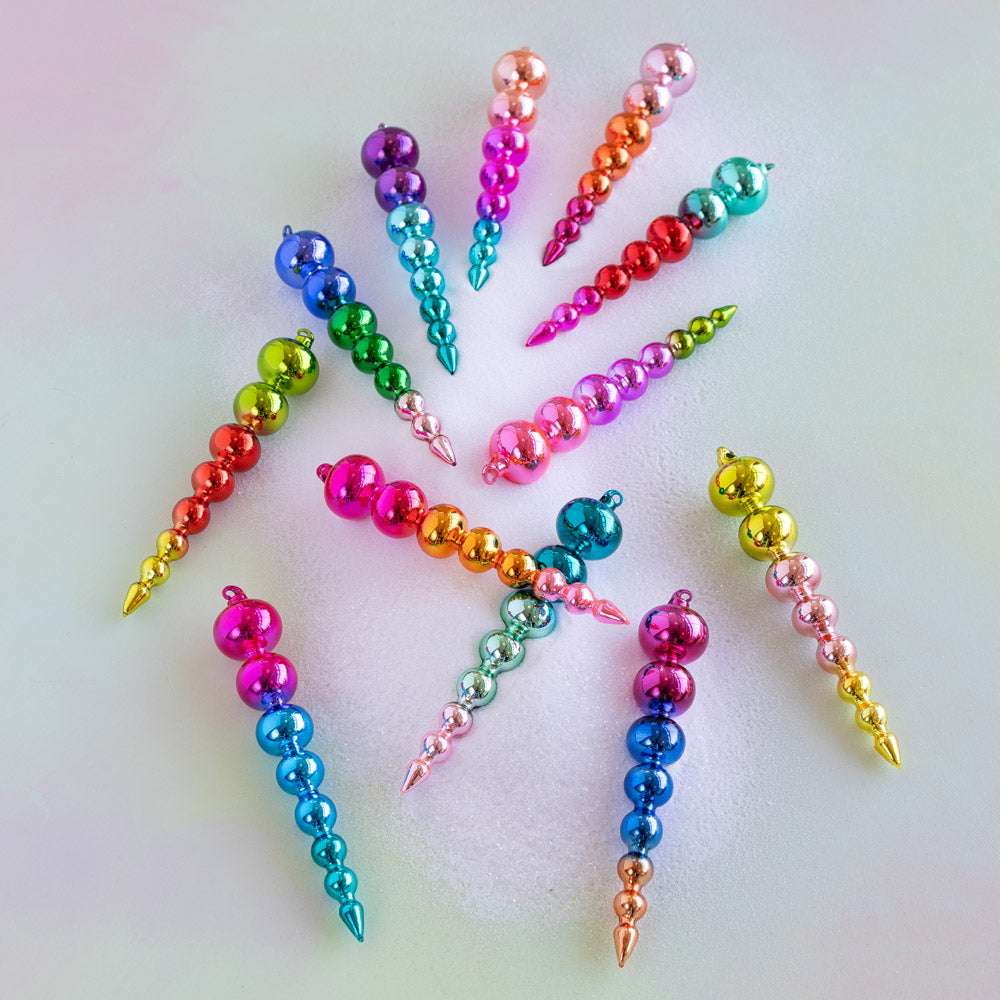Rainbow Reflective Ombre Finial Ornament Set