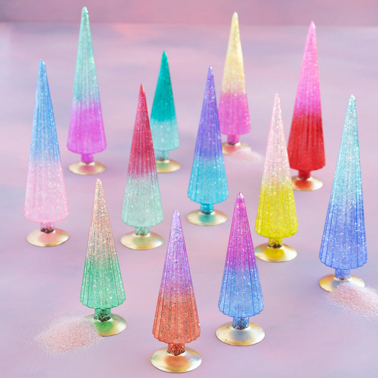 Ombre Iridescent Fluted Tree Set