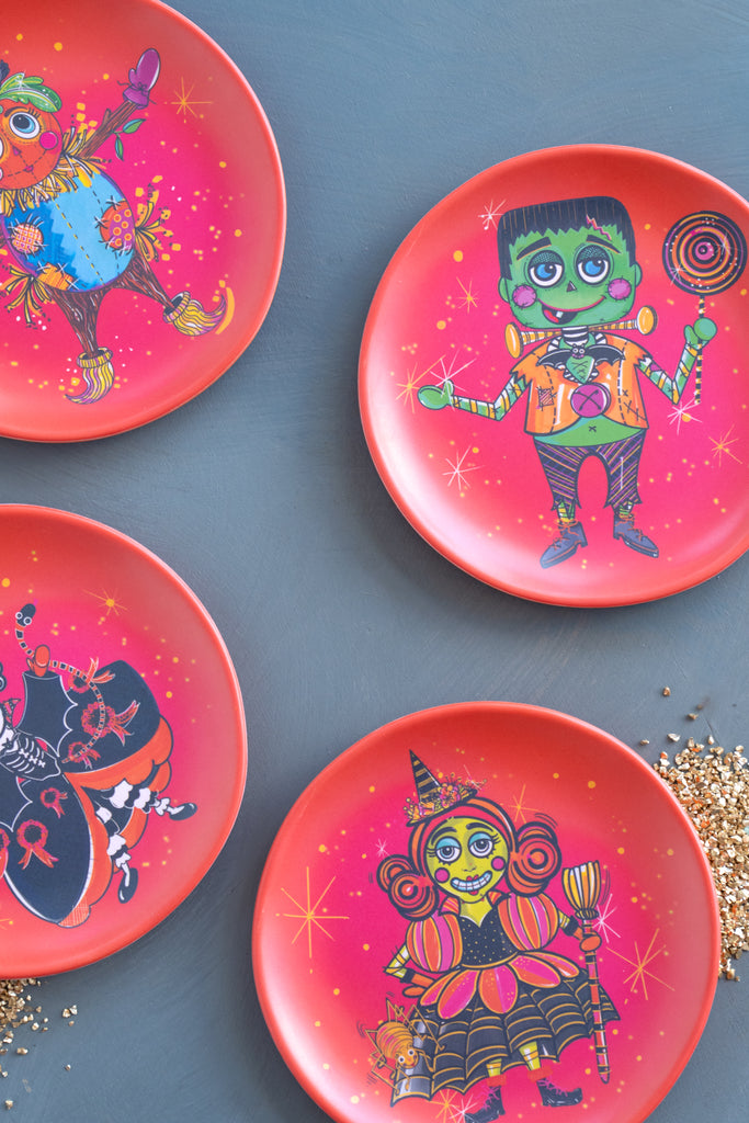 Spooky Kooks Halloween Salad Plate, Set of 4