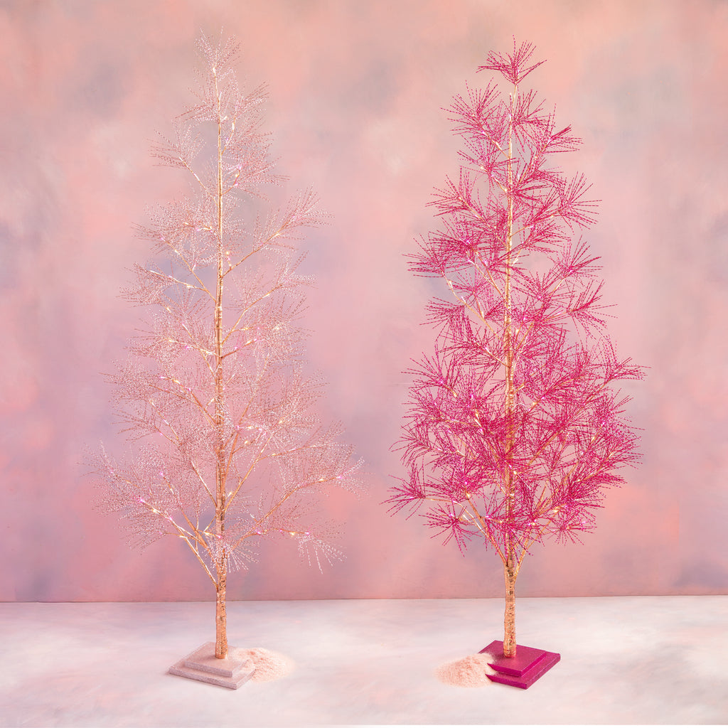 Pink Metallic Tree with Lights, Large