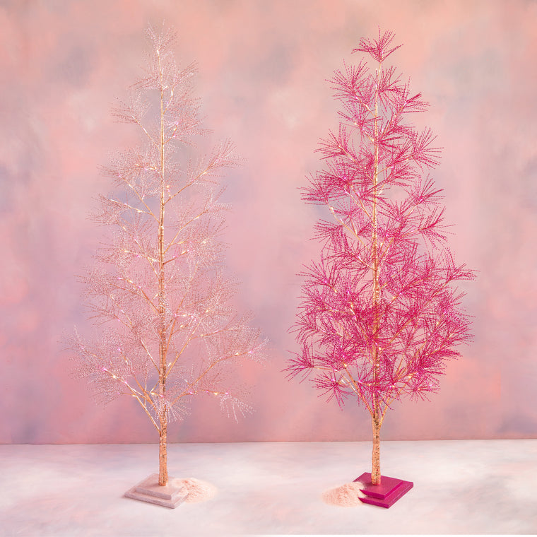 Pink Metallic Tree with Lights, Large
