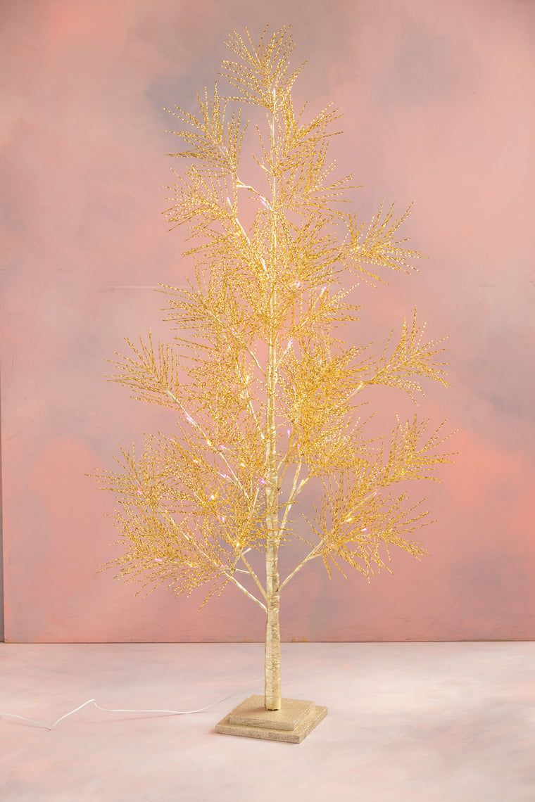 Gold Metallic Tree with Lights, Small