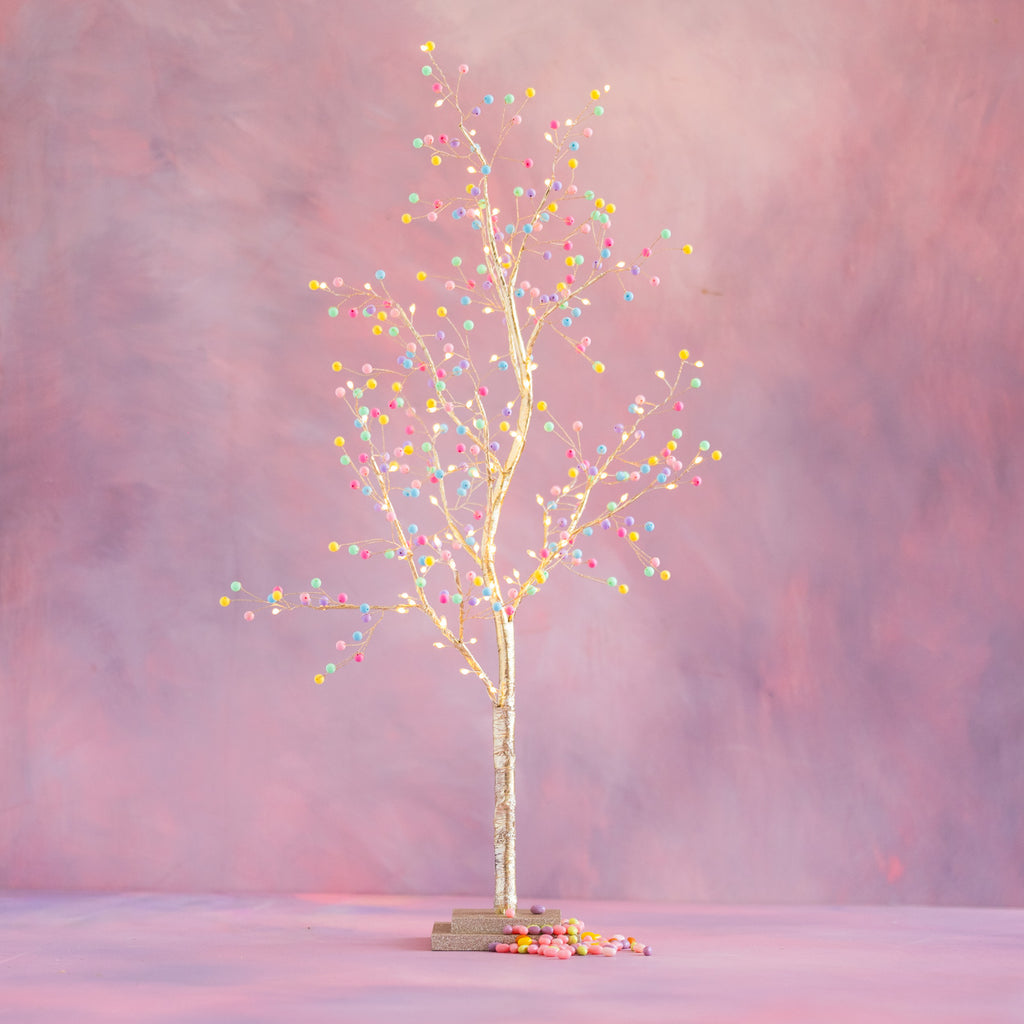 Lighted Pastel Ball Tree, Large
