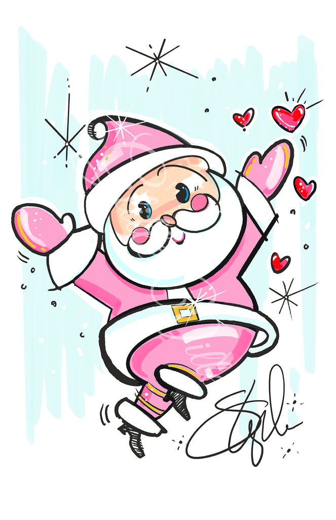 Pink Baby Papa Noel Signed Print