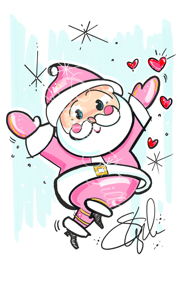 Pink Baby Papa Noel Signed Print
