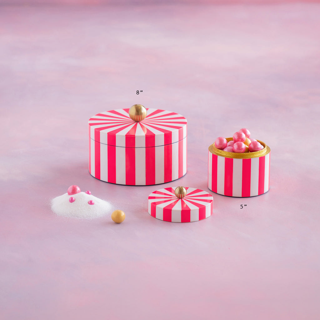 Hot Pink Stripe Boxes, Set of 2