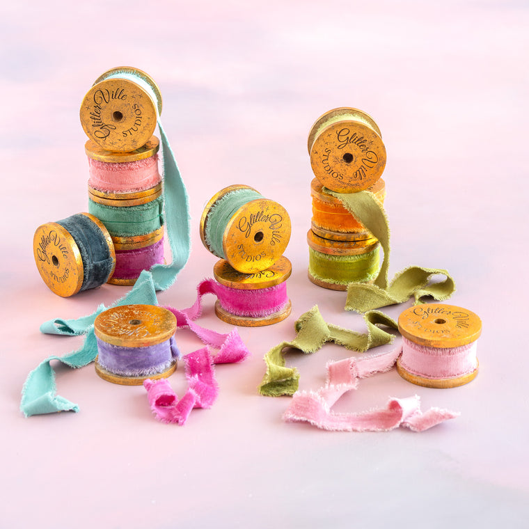 Frayed Velevet Spooled Ribbon, 1"