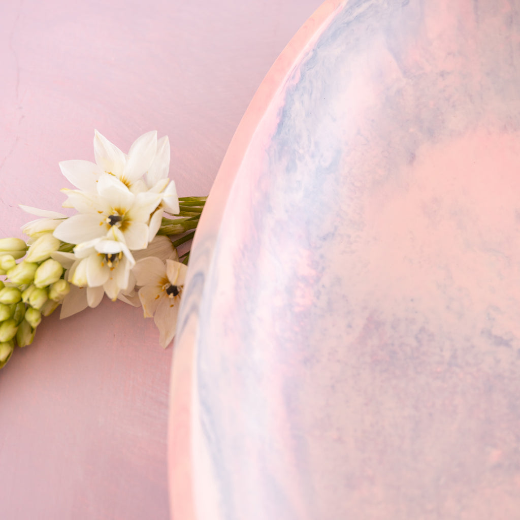 Velour Du Jour Marbleized Oval Platter, Pink