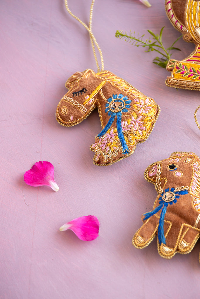 Glitter Gallop Stables Embroidered Ornament
