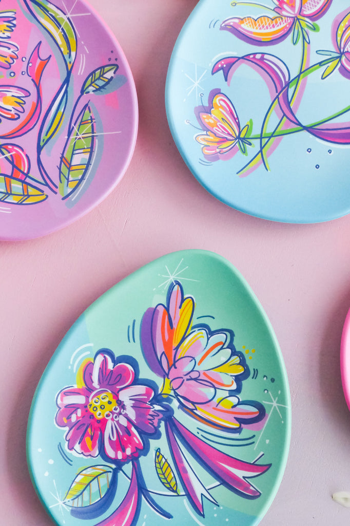 Frenchy Floral Easter Egg Plate Set