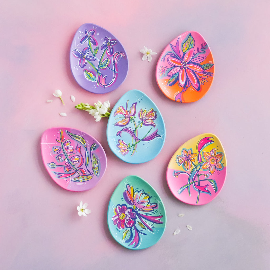 Frenchy Floral Easter Egg Plate Set
