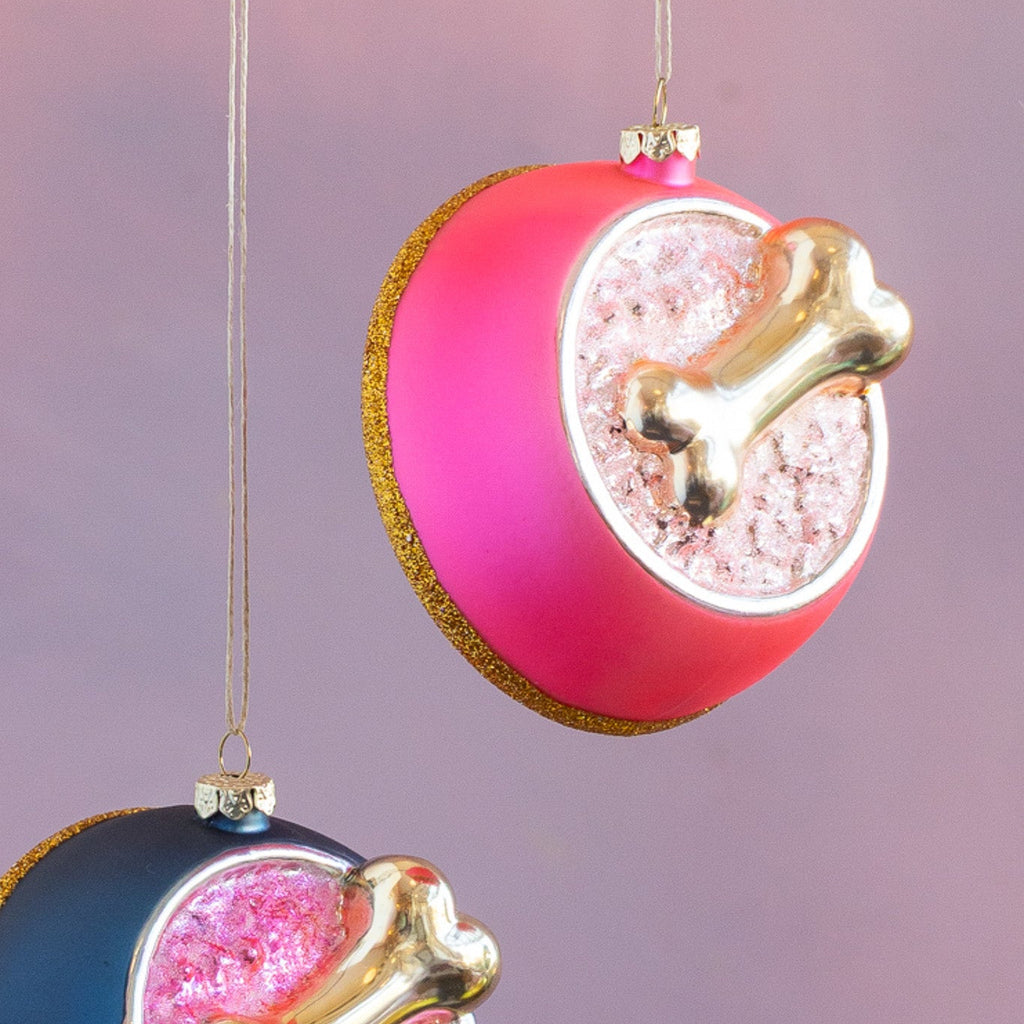 Pink Puppy Dog Bowl Ornament