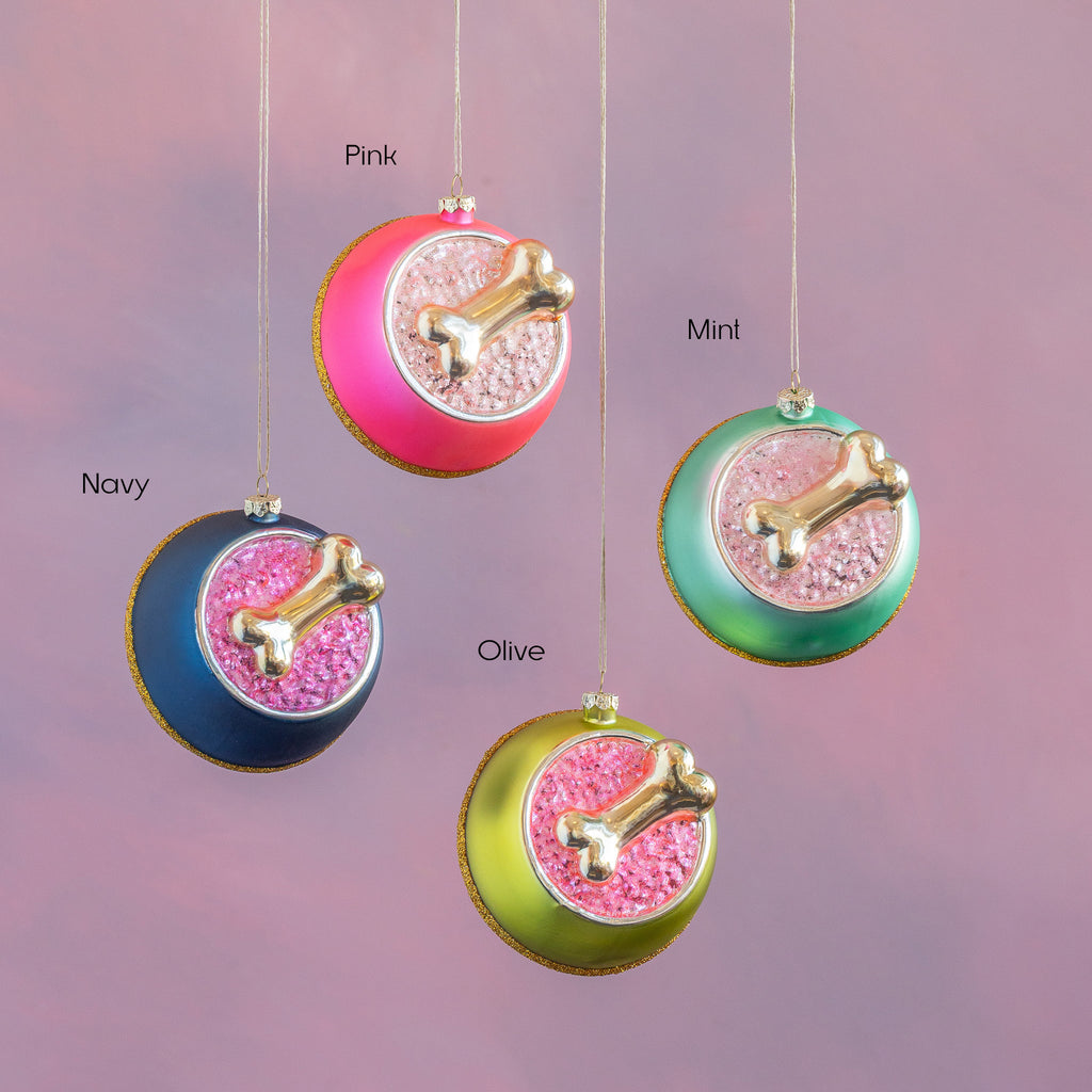 Pink Puppy Dog Bowl Ornament