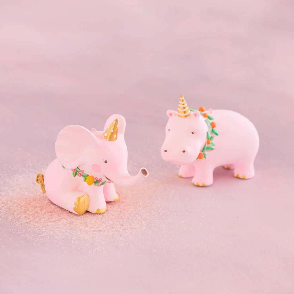 Pink Pongo the Hippo and Bongo the Elephant Ornament