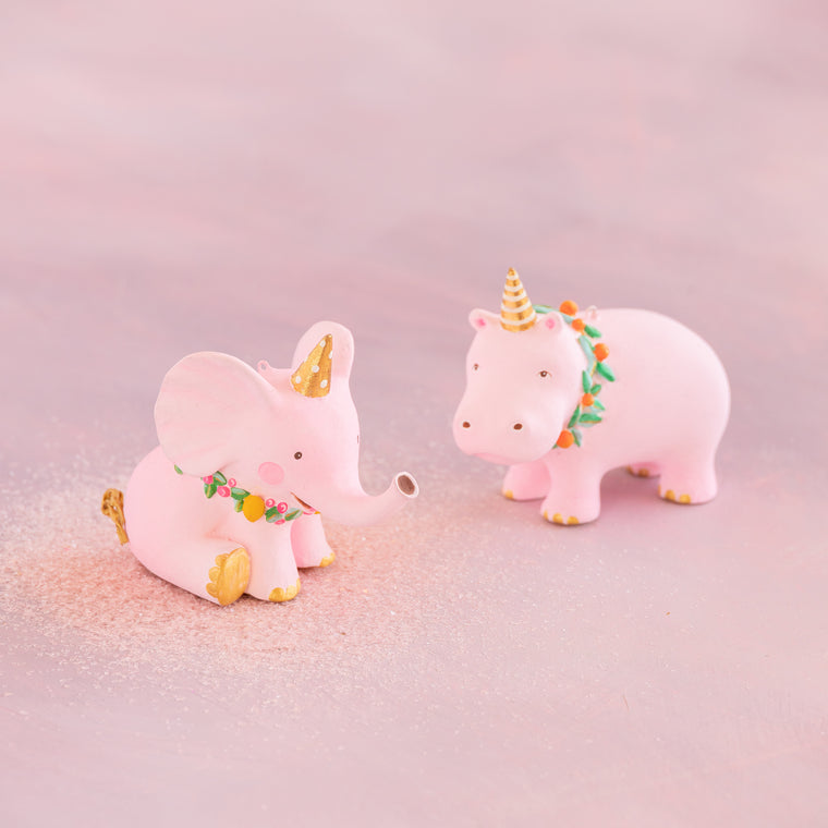 Pink Pongo the Hippo and Bongo the Elephant Ornament