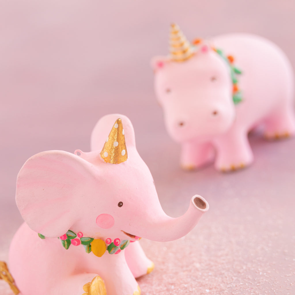 Pink Pongo the Hippo and Bongo the Elephant Ornament