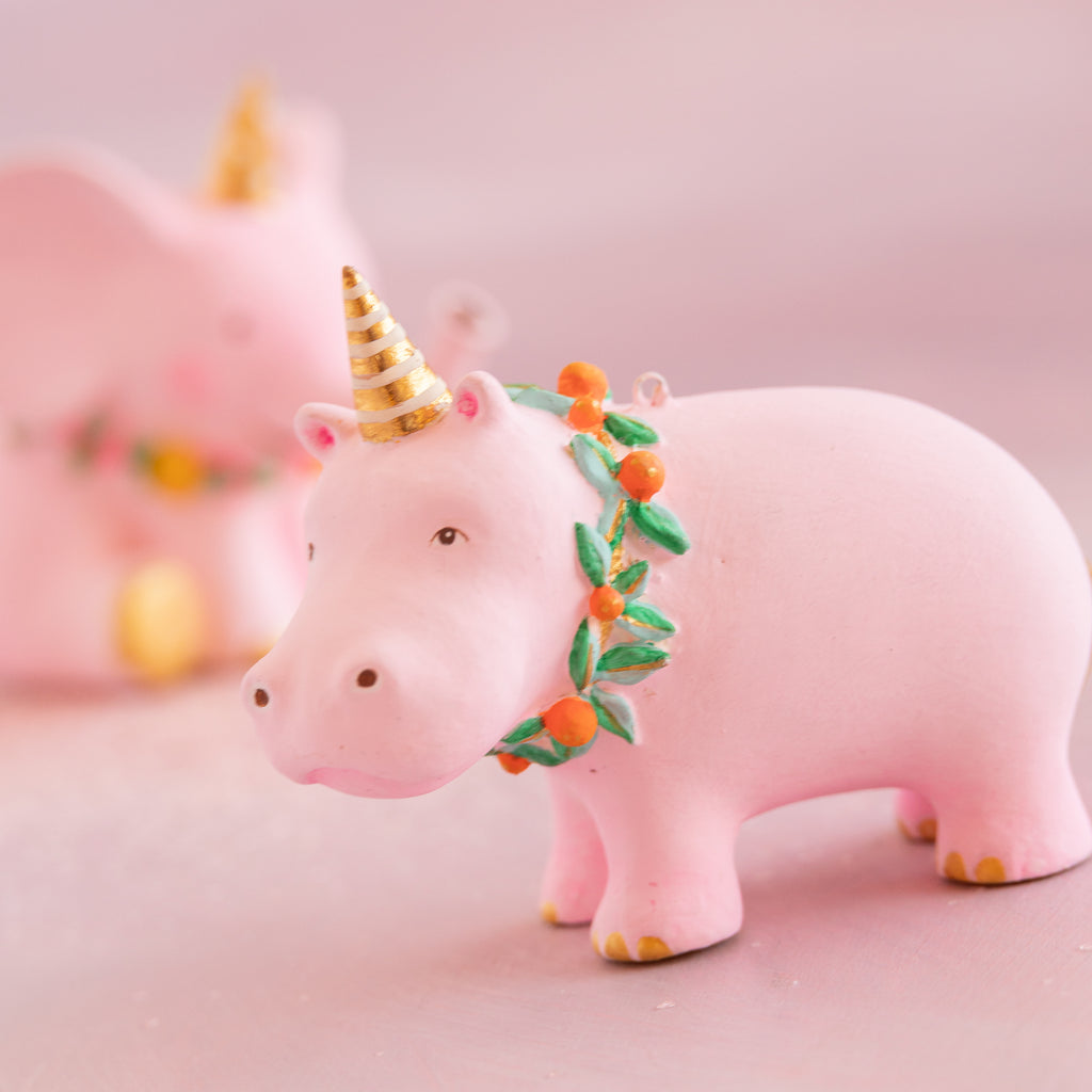 Pink Pongo the Hippo and Bongo the Elephant Ornament