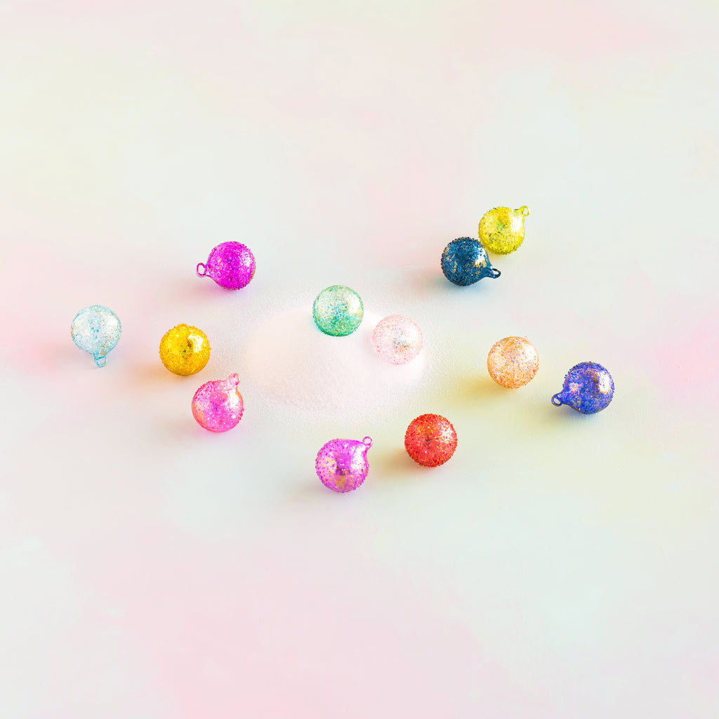 Small Rainbow Sparkle Ball Ornament, Boxed Set of 12